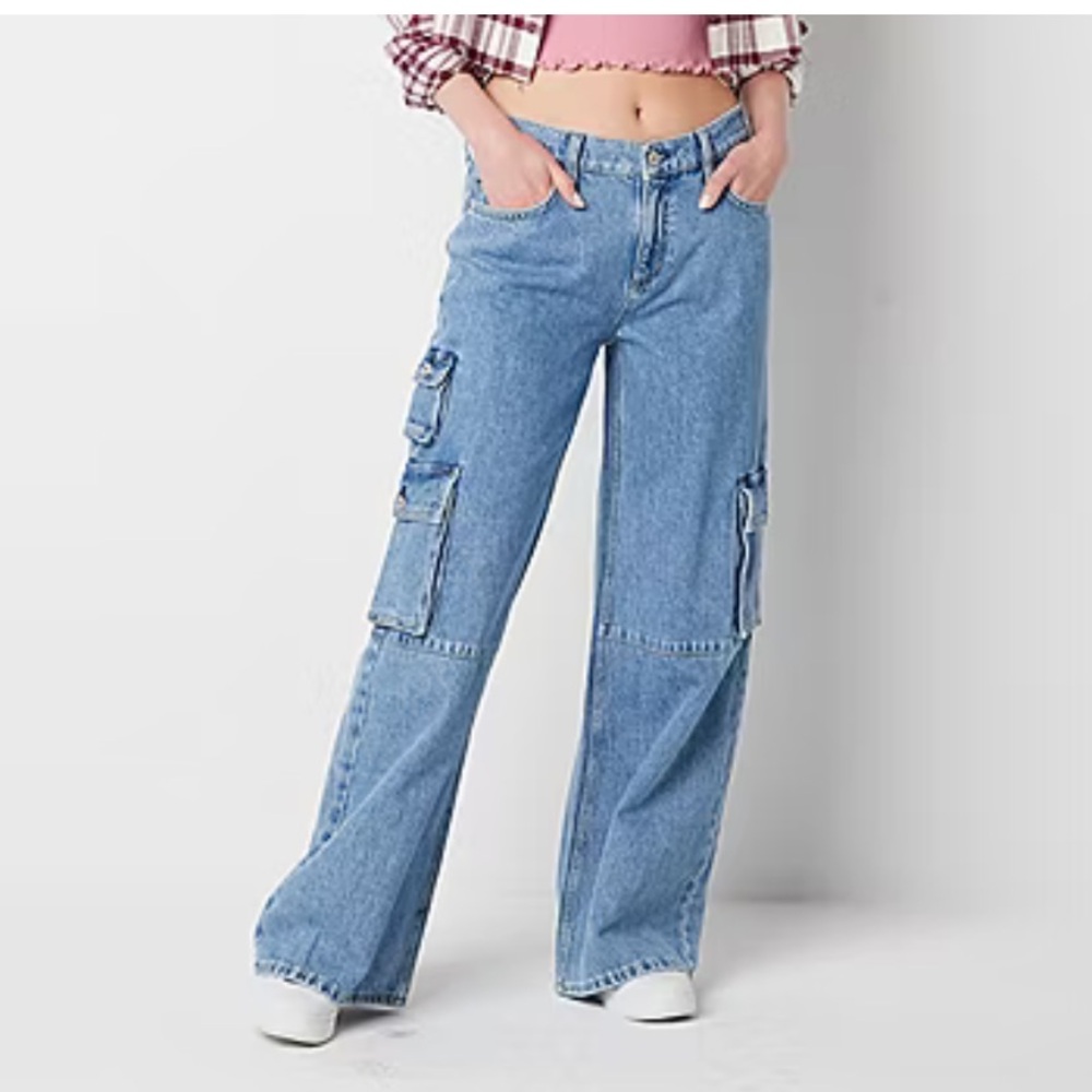 Arizona Jean Company Blue Women's Cargo Jeans low rise baggy jean